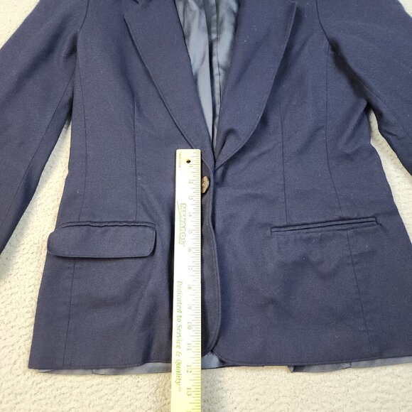 Vintage Pendleton Wool Blazer Jacket Women's 14 Equestrian USA Made Navy Blue - Picture 4 of 9